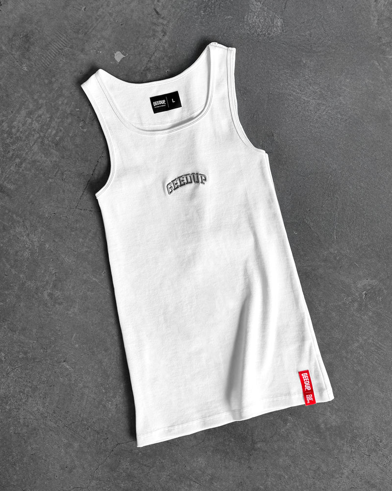 Team Logo Ribbed Tank Top White