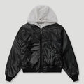 Geedup DEL 05 Handstyle Team Logo Reversible Leather Faux Fur Jacket in side one – front view.1