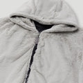 Fabric and finish detail on the Geedup DEL 05 Handstyle Team Logo Reversible Leather Faux Fur Jacket in side one.5