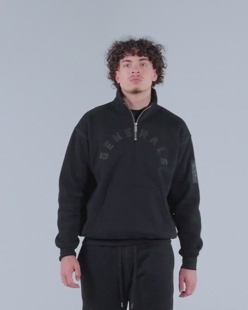 Generals Oversized Qtr Zip Jet Black