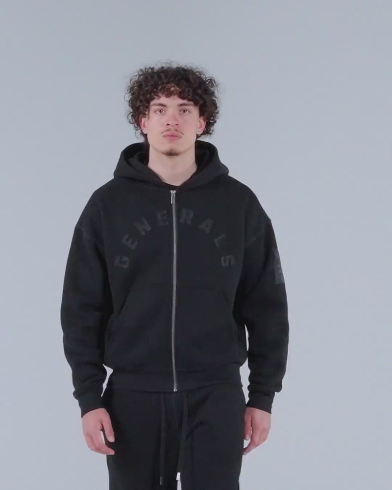 Generals Oversized Zip Hoodie Jet Black