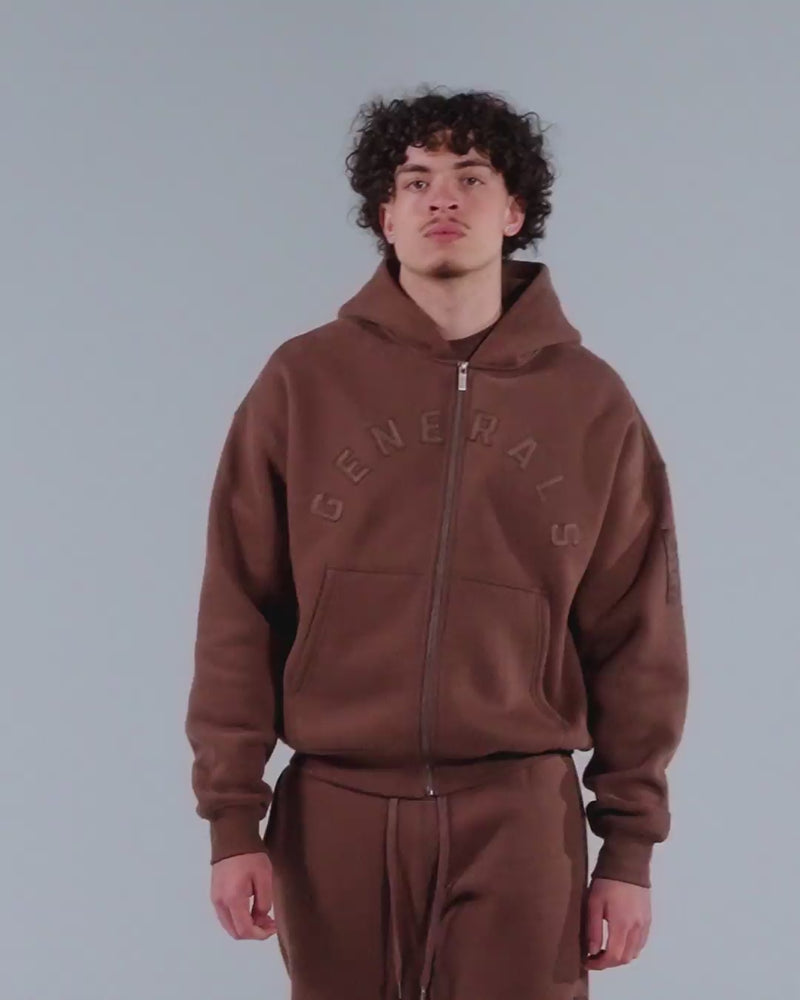Generals Oversized Zip Hoodie Chestnut