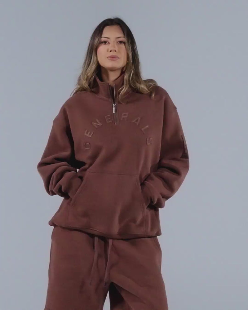 Generals Oversized Qtr Zip Chestnut