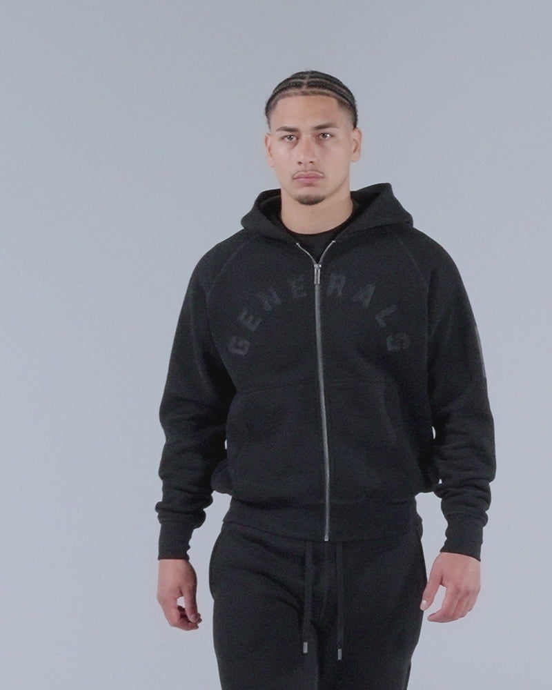 Generals Classic Fit Raglan Zip Hoodie Jet Black