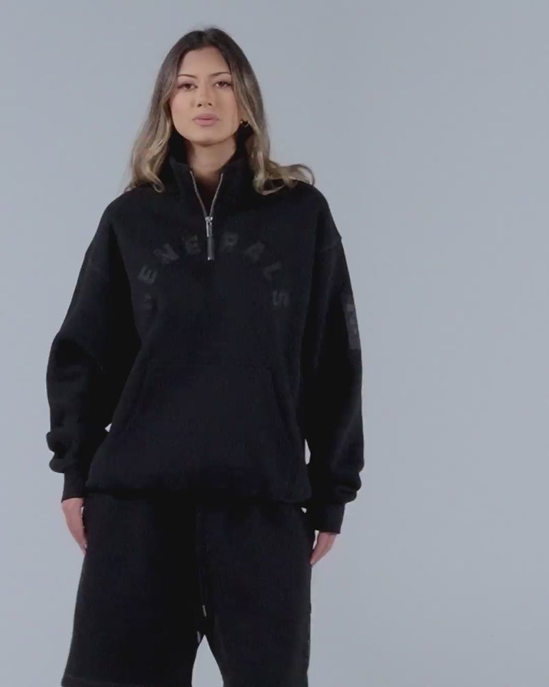 Generals Oversized Qtr Zip Jet Black