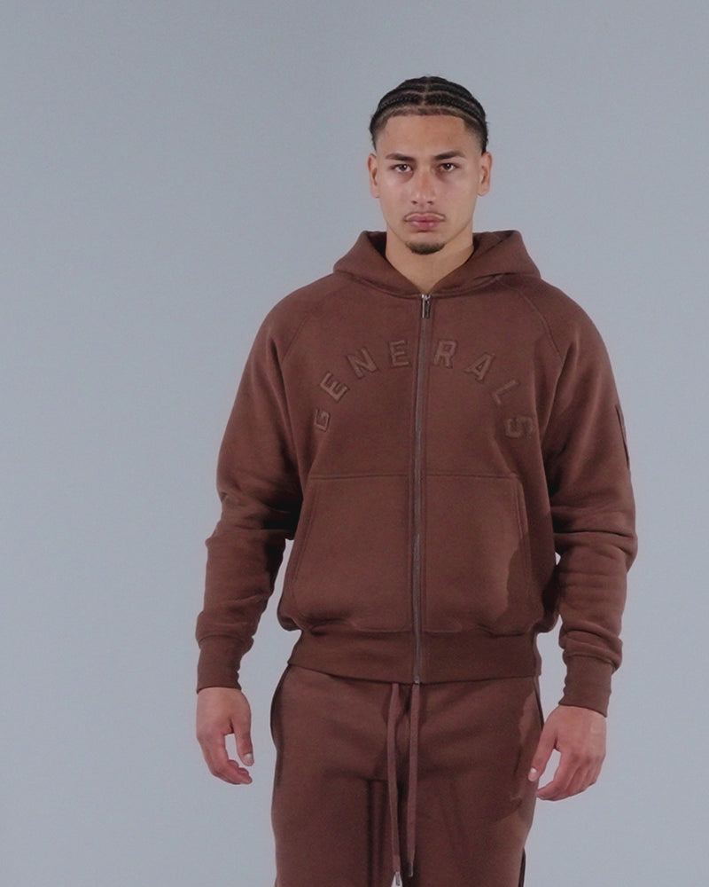 Generals Classic Fit Raglan Zip Hoodie Chestnut