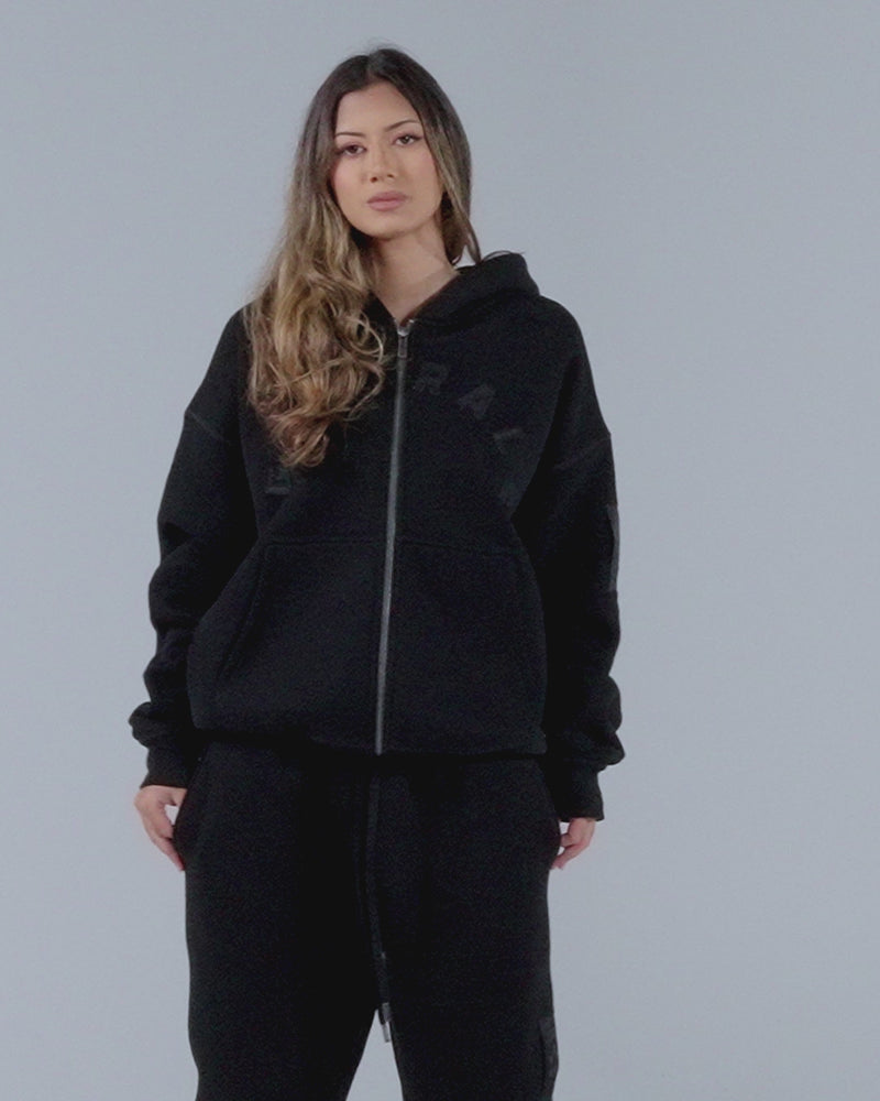 Generals Oversized Zip Hoodie Jet Black