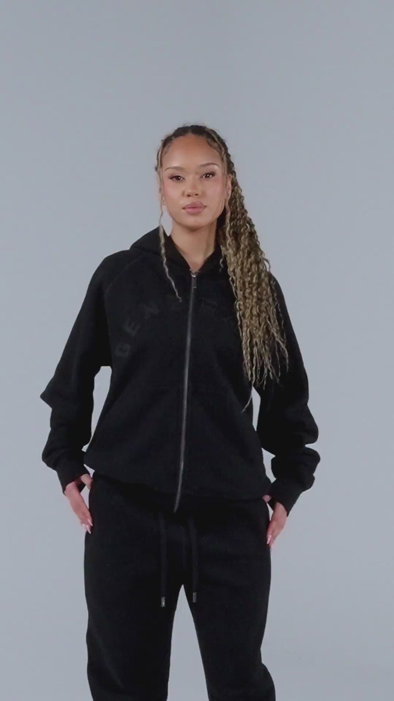 Generals Classic Fit Raglan Zip Hoodie Jet Black