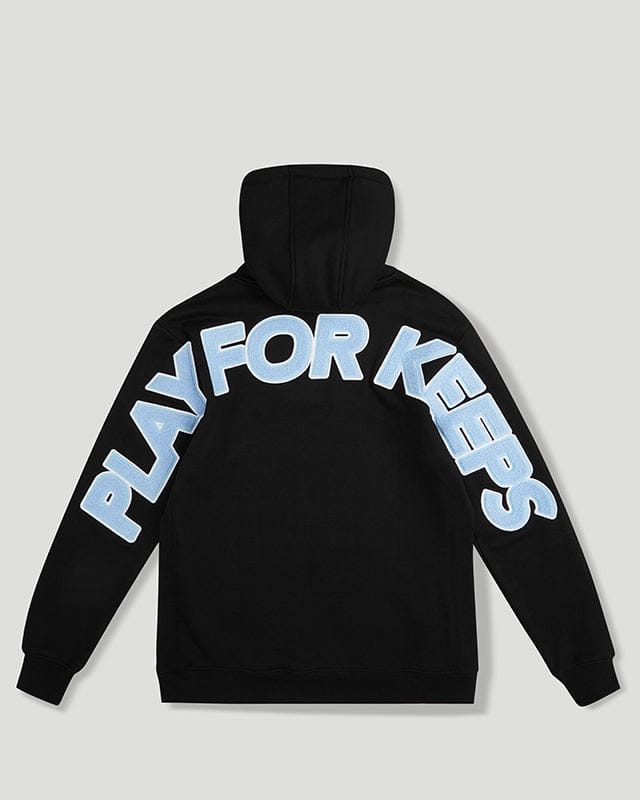 Play For Keeps Hoodie White Black/Baby Blue